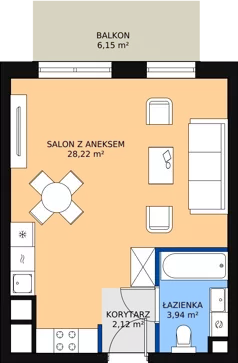 1 pokój, mieszkanie 34,28 m², parter, oferta nr 4.2.6, Osiedle Przyjemne - etap II, Gdańsk, Jasień, ul. Flisykowskiego