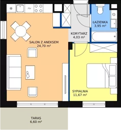 2 pokoje, mieszkanie 44,80 m², piętro 1, oferta nr 4.3.2, Osiedle Przyjemne - etap II, Gdańsk, Jasień, ul. Flisykowskiego