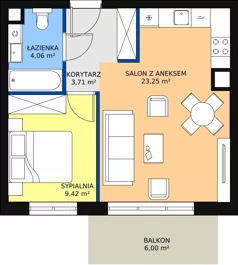 2 pokoje, mieszkanie 40,80 m², piętro 3, oferta nr 4.5.9, Osiedle Przyjemne - etap II, Gdańsk, Jasień, ul. Flisykowskiego