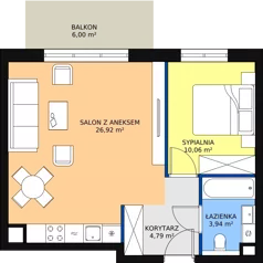 2 pokoje, mieszkanie 46,18 m², parter, oferta nr 5.1.5, Osiedle Przyjemne - etap II, Gdańsk, Jasień, ul. Flisykowskiego