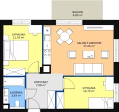 3 pokoje, mieszkanie 55,84 m², parter, oferta nr 5.1.6, Osiedle Przyjemne - etap II, Gdańsk, Jasień, ul. Flisykowskiego