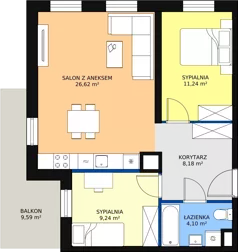 3 pokoje, mieszkanie 60,16 m², parter, oferta nr C1.1_0_2, Nowe Miasto Polesie IV, Łódź, Polesie, Lublinek-Pienista, ul. Pienista