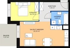 2 pokoje, mieszkanie 45,55 m², parter, oferta nr C1.1_0_6, Nowe Miasto Polesie IV, Łódź, Polesie, Lublinek-Pienista, ul. Pienista