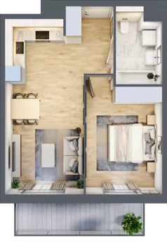 2 pokoje, mieszkanie 42,24 m², piętro 1, oferta nr 1A.04, Akacjowa Wita, Kraków, Prądnik Czerwony, Rakowice, ul. Akacjowa