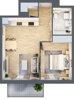 2 pokoje, mieszkanie 43,31 m², piętro 1, oferta nr 1A.05, Akacjowa Wita, Kraków, Prądnik Czerwony, Rakowice, ul. Akacjowa