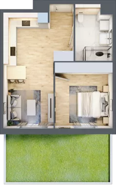 2 pokoje, mieszkanie 44,50 m², parter, oferta nr 1B.04, Akacjowa Wita, Kraków, Prądnik Czerwony, Rakowice, ul. Akacjowa