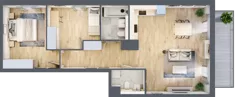 3 pokoje, mieszkanie 68,59 m², piętro 1, oferta nr 1B.07, Akacjowa Wita, Kraków, Prądnik Czerwony, Rakowice, ul. Akacjowa