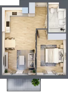 2 pokoje, mieszkanie 44,51 m², piętro 1, oferta nr 1B.10, Akacjowa Wita, Kraków, Prądnik Czerwony, Rakowice, ul. Akacjowa