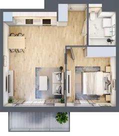 2 pokoje, mieszkanie 44,48 m², piętro 1, oferta nr 2A.07, Akacjowa Wita, Kraków, Prądnik Czerwony, Rakowice, ul. Akacjowa