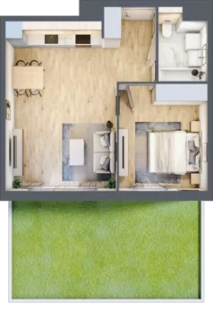 2 pokoje, mieszkanie 44,48 m², parter, oferta nr 2A.02, Akacjowa Wita, Kraków, Prądnik Czerwony, Rakowice, ul. Akacjowa