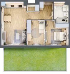 3 pokoje, mieszkanie 63,50 m², parter, oferta nr 2B.03, Akacjowa Wita, Kraków, Prądnik Czerwony, Rakowice, ul. Akacjowa