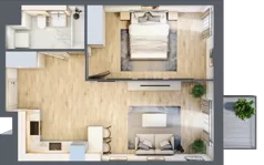 2 pokoje, mieszkanie 45,70 m², piętro 2, oferta nr AIII.2.M97, Przewóz 42 ATAL, Kraków, Podgórze, Płaszów, ul. Przewóz 42