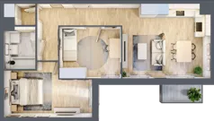 3 pokoje, mieszkanie 60,64 m², piętro 1, oferta nr BI.1.M08, Przewóz 42 ATAL II, Kraków, Podgórze, Płaszów, ul. Przewóz 42