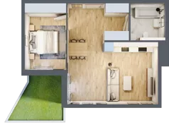 2 pokoje, mieszkanie 50,23 m², parter, oferta nr BII.0.M44, Przewóz 42 ATAL II, Kraków, Podgórze, Płaszów, ul. Przewóz 42