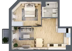 2 pokoje, mieszkanie 43,78 m², piętro 1, oferta nr BII.1.M50, Przewóz 42 ATAL II, Kraków, Podgórze, Płaszów, ul. Przewóz 42