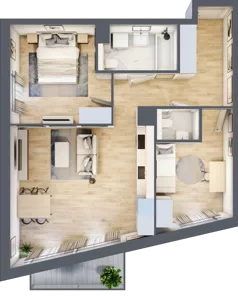 3 pokoje, mieszkanie 64,93 m², piętro 2, oferta nr BI.2.M16, Przewóz 42 ATAL II, Kraków, Podgórze, Płaszów, ul. Przewóz 42