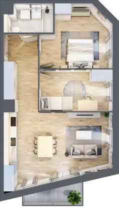 3 pokoje, mieszkanie 62,18 m², piętro 2, oferta nr BI.2.M15, Przewóz 42 ATAL II, Kraków, Podgórze, Płaszów, ul. Przewóz 42