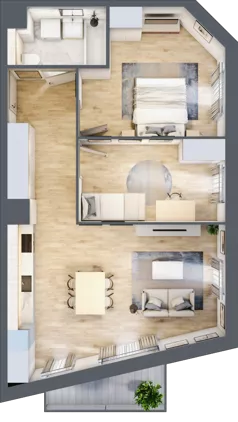 3 pokoje, mieszkanie 62,32 m², piętro 1, oferta nr BI.1.M09, Przewóz 42 ATAL II, Kraków, Podgórze, Płaszów, ul. Przewóz 42
