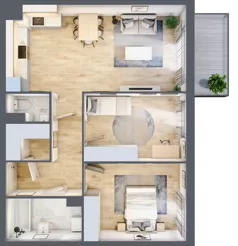 3 pokoje, mieszkanie 68,55 m², piętro 4, oferta nr B10-K3-4-2, Żerniki Na Novo III, Wrocław, Żerniki, ul. Maxa Berga