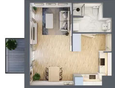 1 pokój, mieszkanie 33,70 m², piętro 1, oferta nr B11-K2-1-1, Żerniki Na Novo III, Wrocław, Żerniki, ul. Maxa Berga