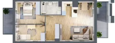 3 pokoje, mieszkanie 60,87 m², piętro 4, oferta nr B12-K3-4-1, Żerniki Na Novo III, Wrocław, Żerniki, ul. Maxa Berga