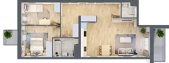 3 pokoje, mieszkanie 66,61 m², piętro 2, oferta nr B12-K2-2-1, Żerniki Na Novo III, Wrocław, Żerniki, ul. Maxa Berga