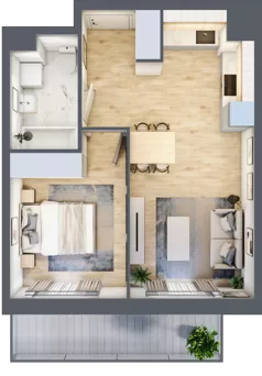 2 pokoje, mieszkanie 39,42 m², piętro 1, oferta nr B12-K1-1-2, Żerniki Na Novo III, Wrocław, Żerniki, ul. Maxa Berga