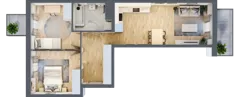 3 pokoje, mieszkanie 57,62 m², piętro 4, oferta nr B12-K1-4-1, Żerniki Na Novo III, Wrocław, Żerniki, ul. Maxa Berga