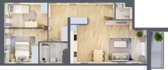 3 pokoje, mieszkanie 66,61 m², piętro 1, oferta nr B12-K2-1-1, Żerniki Na Novo III, Wrocław, Żerniki, ul. Maxa Berga