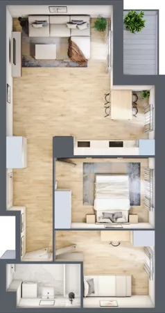 3 pokoje, mieszkanie 56,50 m², piętro 1, oferta nr B12-K3-1-2, Żerniki Na Novo III, Wrocław, Żerniki, ul. Maxa Berga