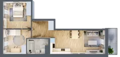 3 pokoje, mieszkanie 55,37 m², piętro 2, oferta nr B12-K1-2-4, Żerniki Na Novo III, Wrocław, Żerniki, ul. Maxa Berga