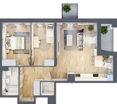 3 pokoje, mieszkanie 64,71 m², piętro 1, oferta nr B12-K2-1-2, Żerniki Na Novo III, Wrocław, Żerniki, ul. Maxa Berga