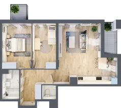 3 pokoje, mieszkanie 65,71 m², piętro 3, oferta nr B12-K2-3-2, Żerniki Na Novo III, Wrocław, Żerniki, ul. Maxa Berga