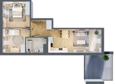 3 pokoje, mieszkanie 56,66 m², piętro 4, oferta nr B12-K1-4-4, Żerniki Na Novo III, Wrocław, Żerniki, ul. Maxa Berga
