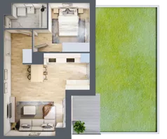 2 pokoje, mieszkanie 42,19 m², piętro 1, oferta nr B12-K2-1-3, Żerniki Na Novo III, Wrocław, Żerniki, ul. Maxa Berga