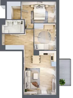 3 pokoje, mieszkanie 63,51 m², piętro 2, oferta nr B9-K1-2-2, Żerniki Na Novo III, Wrocław, Żerniki, ul. Maxa Berga
