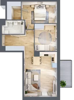 3 pokoje, mieszkanie 63,48 m², piętro 1, oferta nr B9-K1-1-2, Żerniki Na Novo III, Wrocław, Żerniki, ul. Maxa Berga