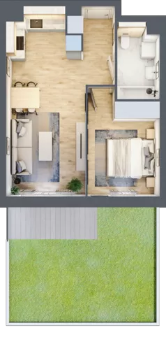 2 pokoje, mieszkanie 41,28 m², parter, oferta nr S1.C.0.2, ATAL Idea Swarzędz II, Swarzędz, ul. Tabaki