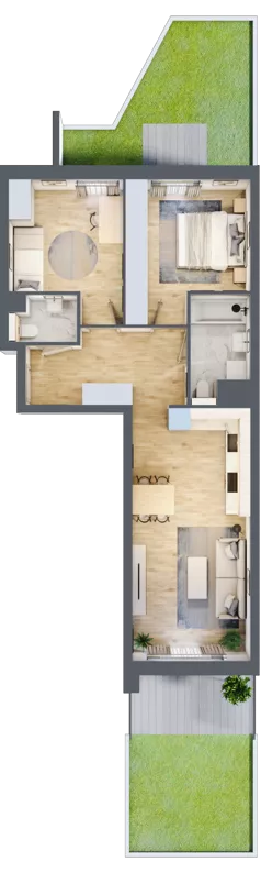 3 pokoje, mieszkanie 61,90 m², parter, oferta nr S1.B.0.4, ATAL Idea Swarzędz II, Swarzędz, ul. Tabaki
