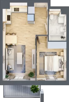 2 pokoje, mieszkanie 41,28 m², piętro 1, oferta nr S1.C.1.2, ATAL Idea Swarzędz II, Swarzędz, ul. Tabaki