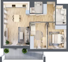 3 pokoje, mieszkanie 66,69 m², piętro 1, oferta nr S1.B.1.2, ATAL Idea Swarzędz II, Swarzędz, ul. Tabaki