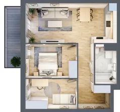 3 pokoje, mieszkanie 55,02 m², piętro 2, oferta nr S1.B.2.1, ATAL Idea Swarzędz II, Swarzędz, ul. Tabaki