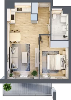 2 pokoje, mieszkanie 41,42 m², piętro 1, oferta nr S2.G.1.3, ATAL Idea Swarzędz II, Swarzędz, ul. Tabaki