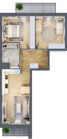 3 pokoje, mieszkanie 63,46 m², piętro 1, oferta nr S2.J.1.1, ATAL Idea Swarzędz II, Swarzędz, ul. Tabaki