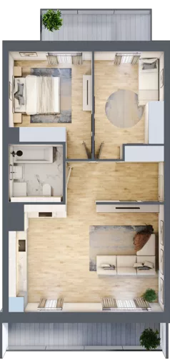 3 pokoje, mieszkanie 64,02 m², piętro 1, oferta nr 2A.1.06, Nowa Francuska IIA, Katowice, Osiedle Paderewskiego-Muchowiec, Muchowiec, ul. Szybowcowa
