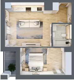 2 pokoje, mieszkanie 41,36 m², piętro 1, oferta nr 2B.1.32, Nowa Francuska IIA, Katowice, Osiedle Paderewskiego-Muchowiec, Muchowiec, ul. Szybowcowa