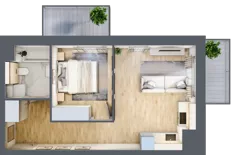 2 pokoje, mieszkanie 39,40 m², piętro 1, oferta nr 2C.1.80, Nowa Francuska IIA, Katowice, Osiedle Paderewskiego-Muchowiec, Muchowiec, ul. Szybowcowa