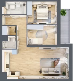 3 pokoje, mieszkanie 68,48 m², piętro 1, oferta nr 2C.1.81, Nowa Francuska IIA, Katowice, Osiedle Paderewskiego-Muchowiec, Muchowiec, ul. Szybowcowa