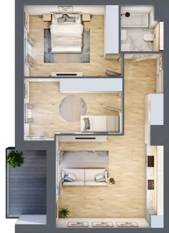 3 pokoje, mieszkanie 61,32 m², piętro 2, oferta nr 2B.2.37, Nowa Francuska IIA, Katowice, Osiedle Paderewskiego-Muchowiec, Muchowiec, ul. Szybowcowa