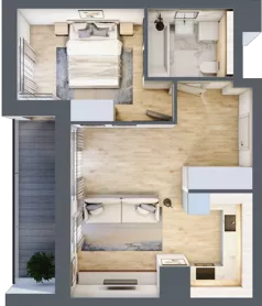 2 pokoje, mieszkanie 42,38 m², piętro 2, oferta nr 2C.2.85, Nowa Francuska IIA, Katowice, Osiedle Paderewskiego-Muchowiec, Muchowiec, ul. Szybowcowa